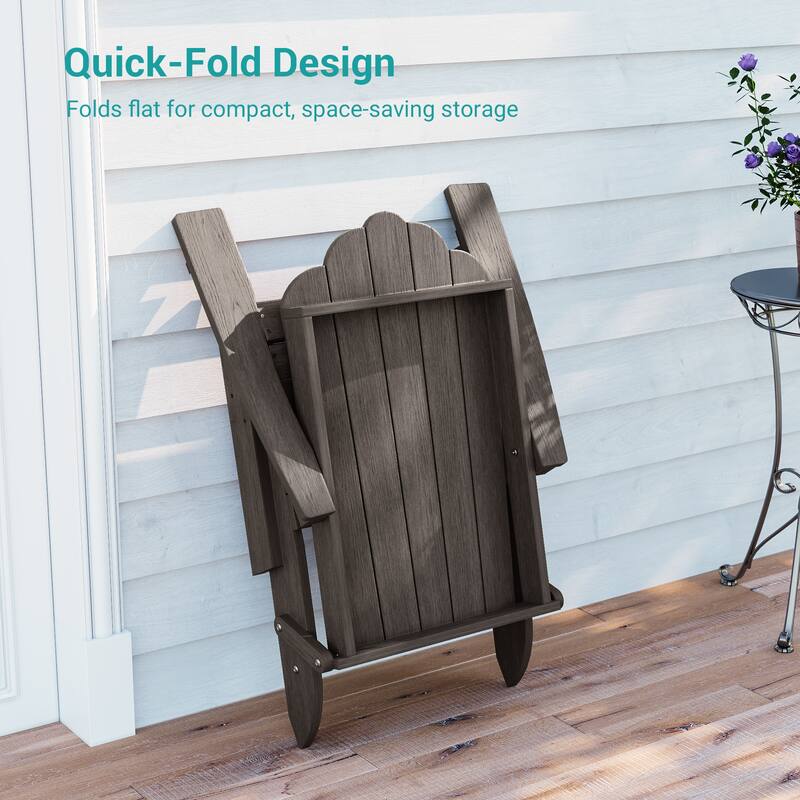 Foldable HDPE Adirondack Chair All-Weather W/ Cup Holder