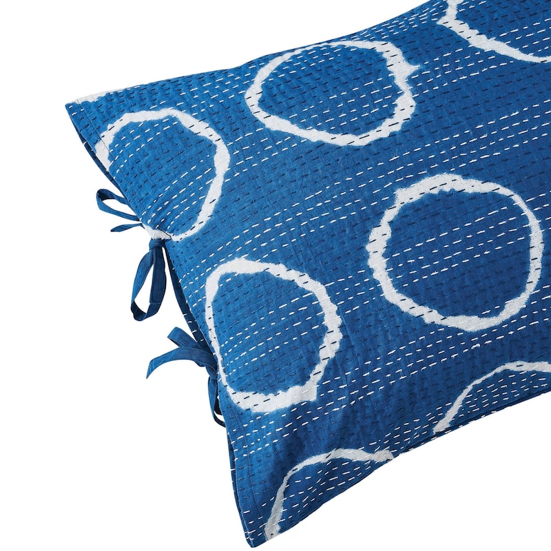 Melange Hand Stitched Kantha Block Print Pillow Sham Pair