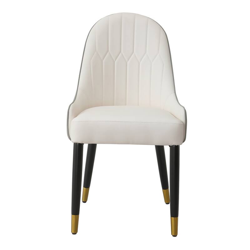 Modern Dining Chairs Set of 2, Faux Leather Upholstered Side Chairs with Metal Legs, Kitchen and Dining Room Chairs