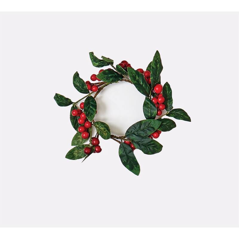 3.75" Berry & Leaf Candle Ring, Set of 2 - 4