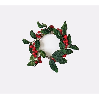 3.75" Berry & Leaf Candle Ring, Set of 2 - 4