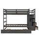 preview thumbnail 14 of 25, Twin Over Twin Wood Bunk Bed for Kids with Trundle and Staircase(4 Storage Drawers)
