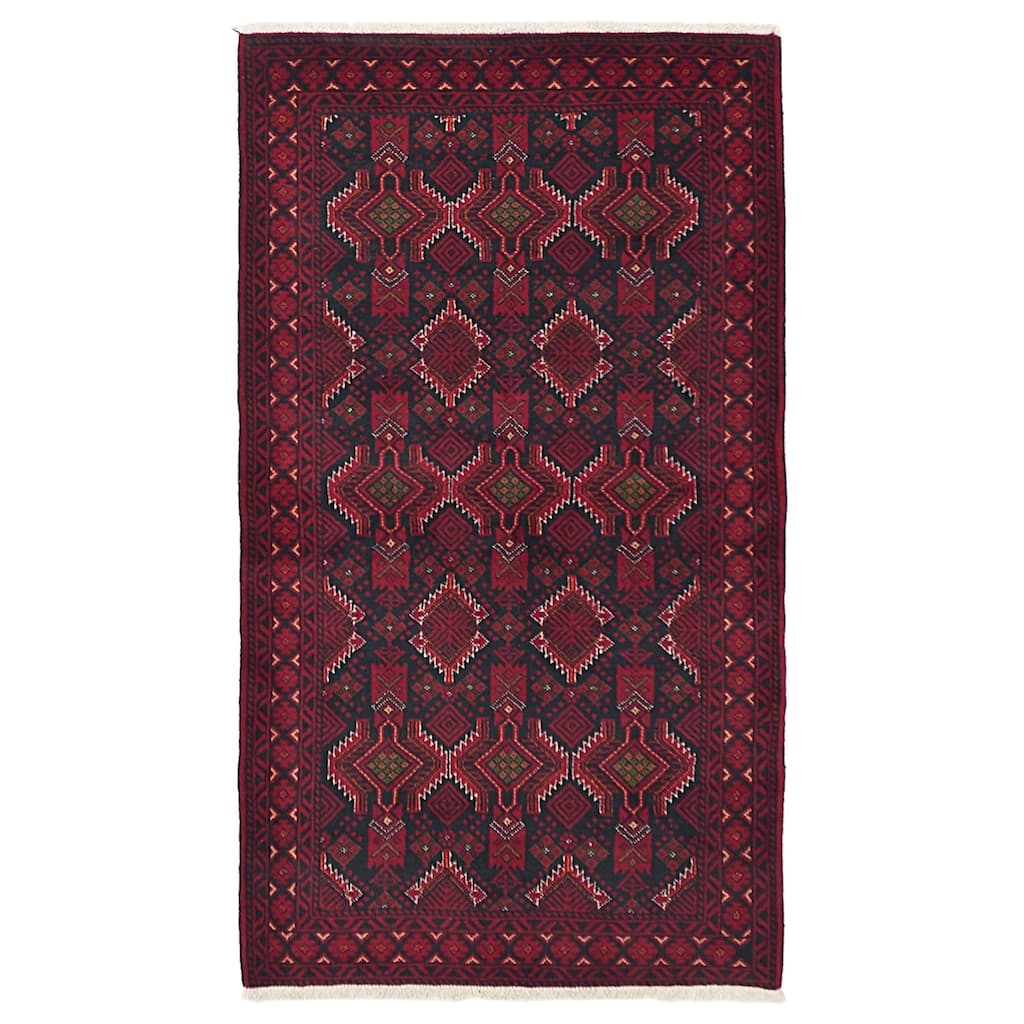 ECARPETGALLERY Hand-knotted Teimani Black, Red Wool Rug - 3'5 x 6'3