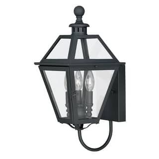 VAXCEL Nottingham 20 in. H 3-Light Black Transitional Outdoor Wall Sconce, Durable Steel, Clear Glass Shade, LED Compatible