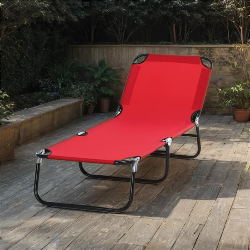 Folding Lounge Pool Chairs with 5-Level Reclining Back,Steel Frame