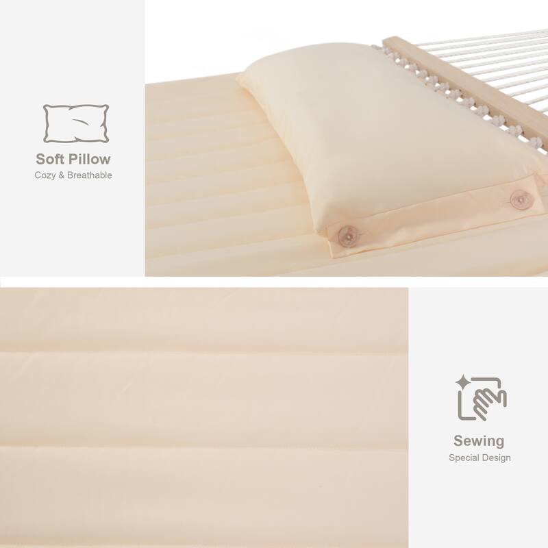 Double Spreader Bar Hammock With 13.5 ft. Wooden Stand - 162*55.1*48.8