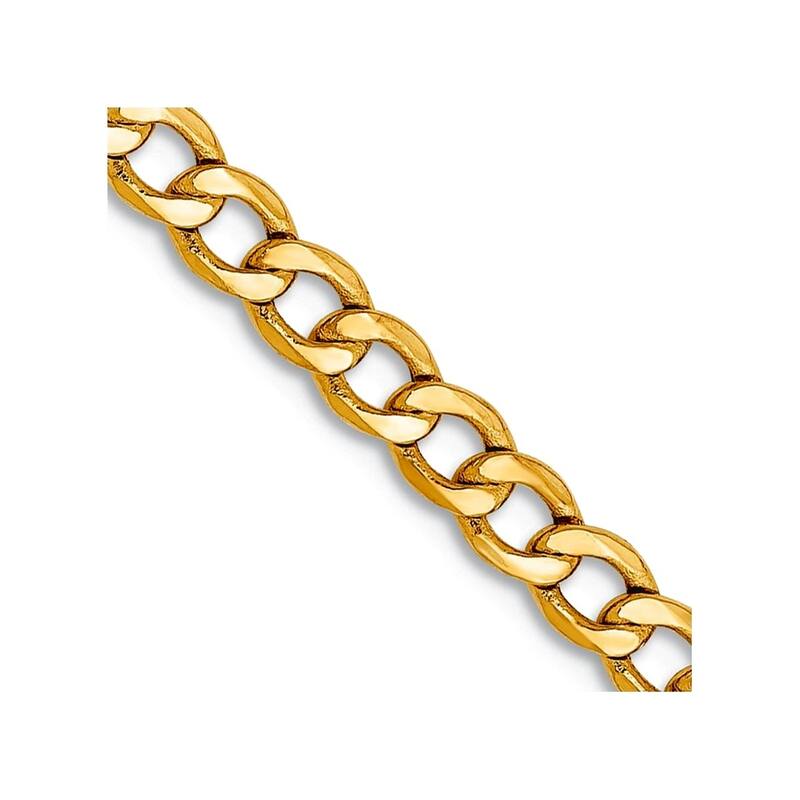 Curata 14k Yellow Gold 2.85mm Semi-solid Curb Link Chain Necklace Options 16 18 20 22 24