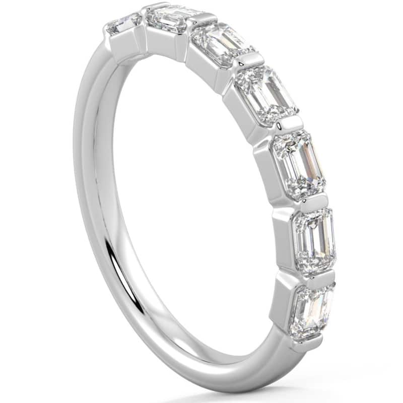 1 Ct Emerald Cut Diamond East To West Wedding Stackable Ring Gold Lab Grown
