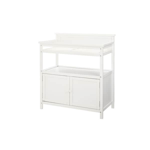 slide 2 of 2, Emery 38" Wide Modern Style Wood Changer with Door/Pad, White