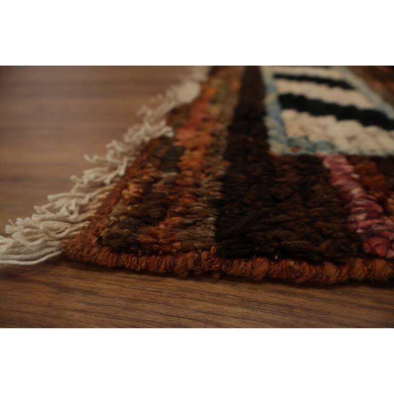 Hand Knotted Oriental 100% Wool Carpet Modern Tribal Oranges & Rust Moroccan Area Rug - 9' 7'' X 6' 10''