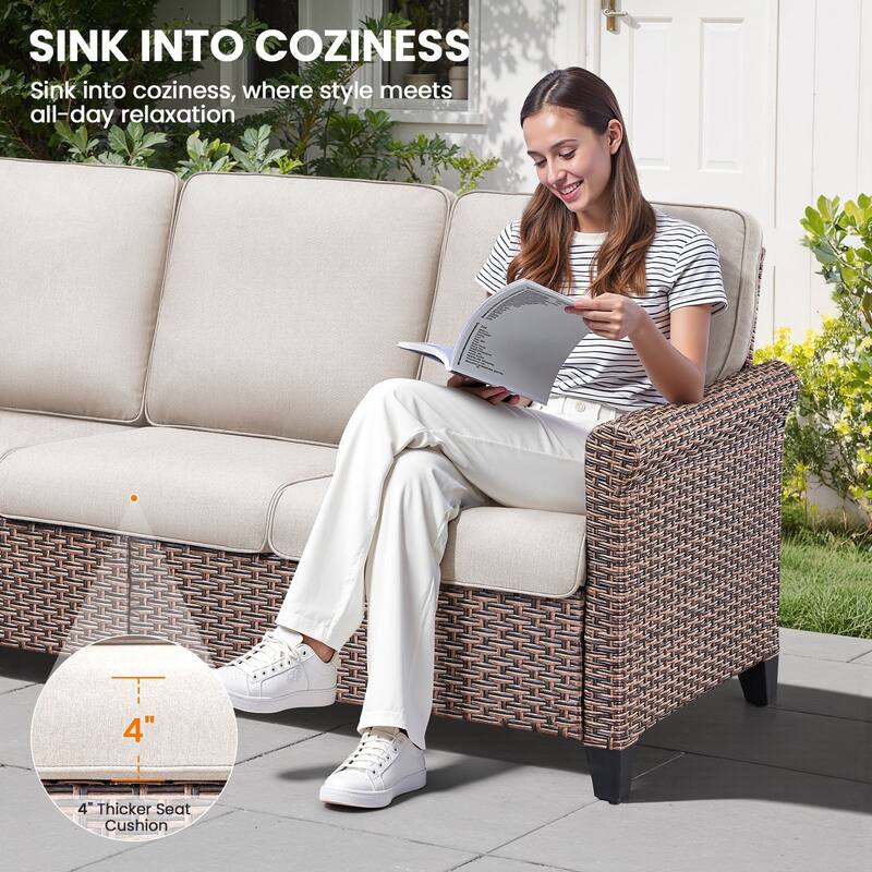 Pocassy Outdoor Sofa Swivel Chairs Patio Chair Funiture Set