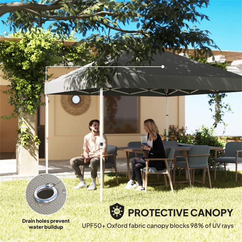 Metal Oxford Fabric Folding Outdoor Canopy Tent with Sidewalls - 116.9" L x 116.9" W x 113" H