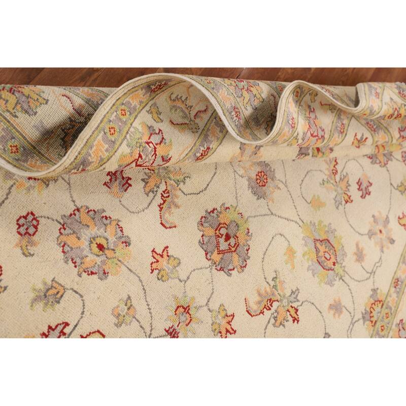 Transitional Floral Oushak Area Rug Hand-Knotted Wool Carpet - 4'11" x 7'8"