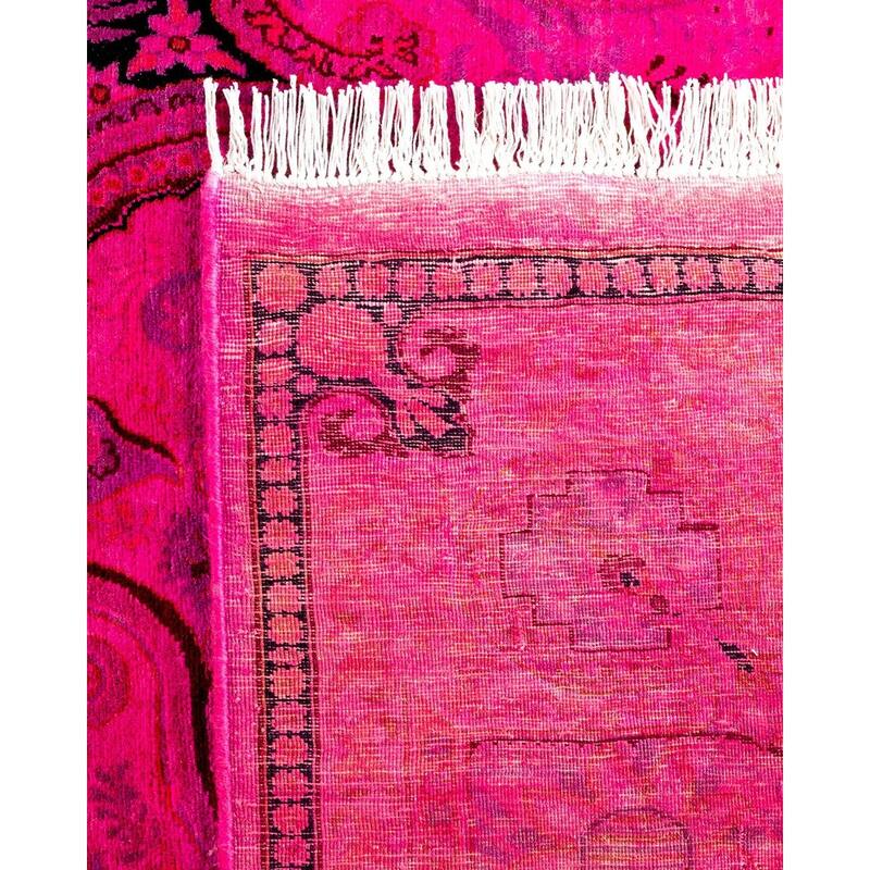 Overton Hand Knotted Wool Vintage Inspired Modern Contemporary Overdyed Pink Area Rug - 8' 0" x 11' 0"