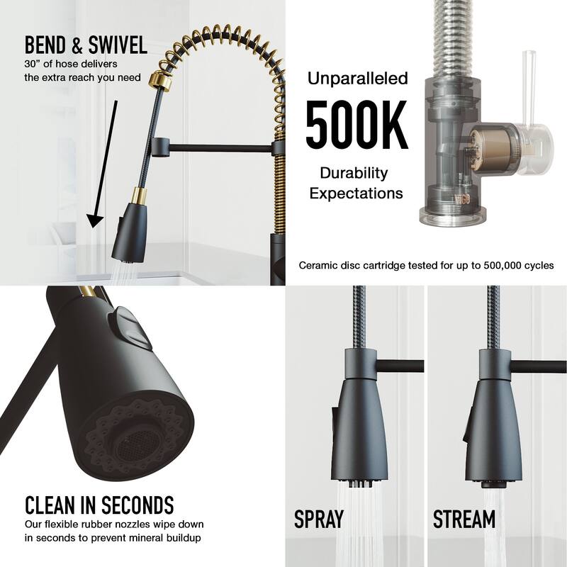 VIGO Brant 19" H Single Handle Pull-Down Sprayer Kitchen Faucet