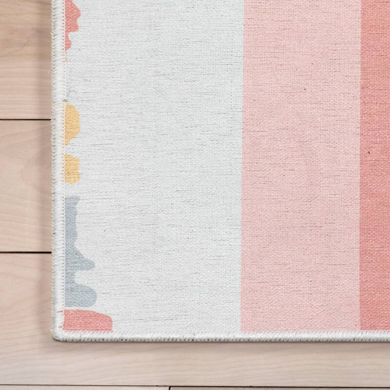 Well Woven Kids Rugs Crescent Rainbow Modern Machine Washable Area Rug