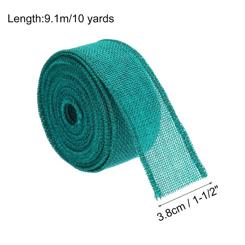 Burlap Ribbon Fabric Wired Edge Dark Orange for Wrapping - Dark Green - 1-1/2 inch x 10 Yards