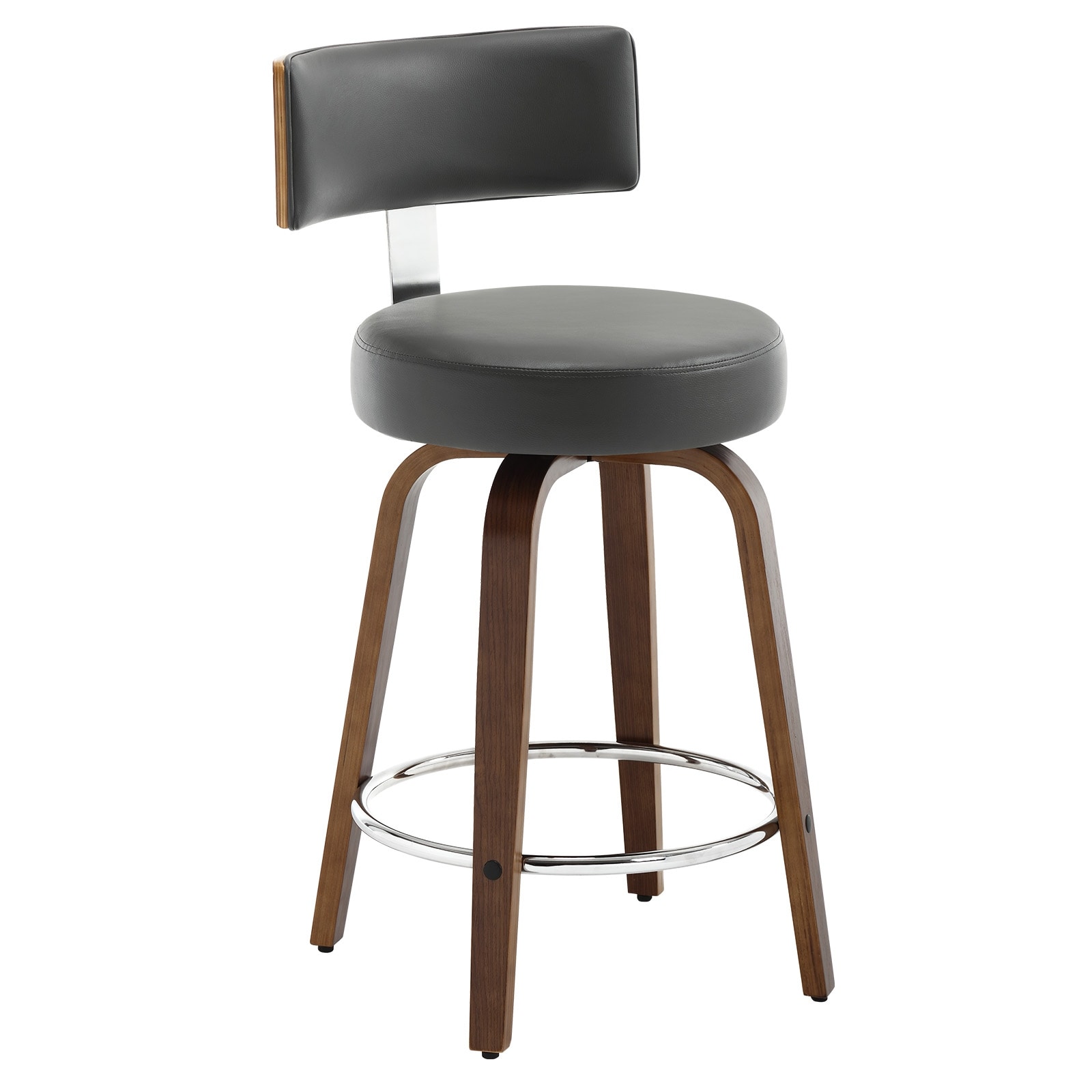 Faux Leather Upholstered Swivel Counter Height Bar Stool