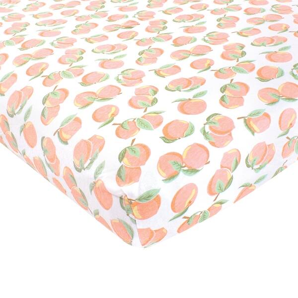 slide 1 of 1, Hudson Baby Girls Cotton Fitted Crib Sheet, Peach, One Size - Peach - One Size One Size - Peach