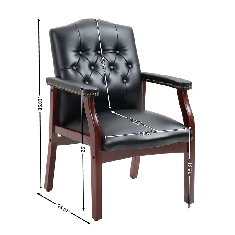 26.57" Upholstered Leather Button Tufted Arm Chairs