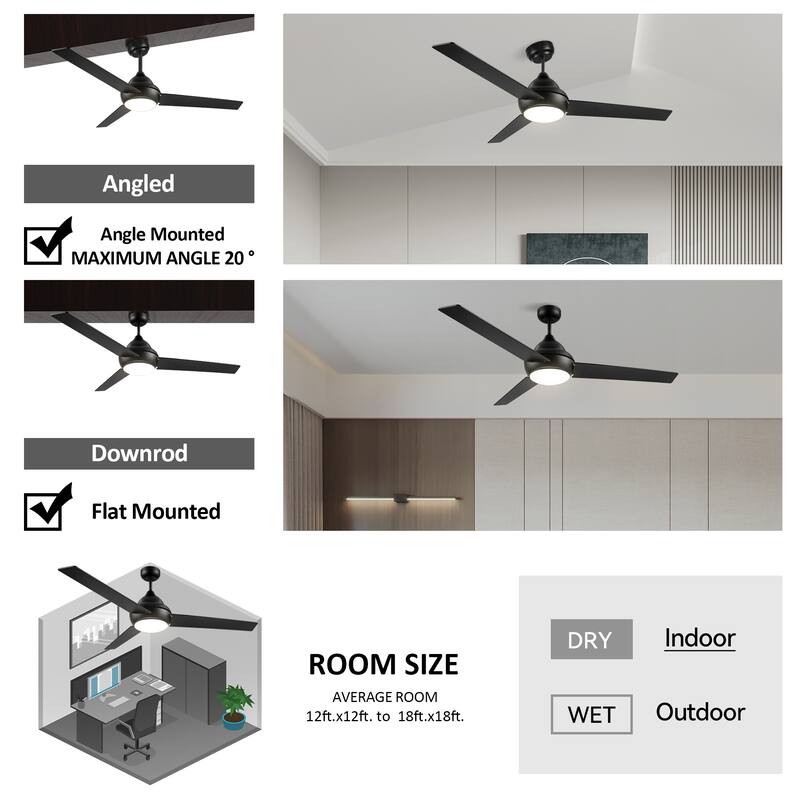 CARRO Aberdeen 52" Indoor Ceiling Fan with LED Light and Remote Control