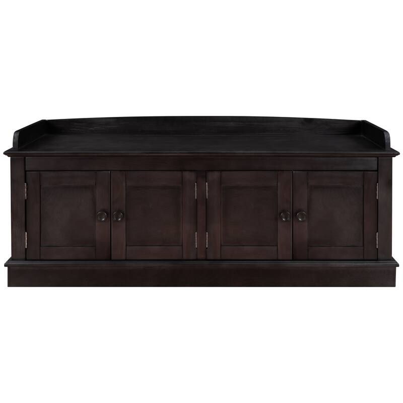 Storage Bench with 4 Doors and Adjustable Shelves