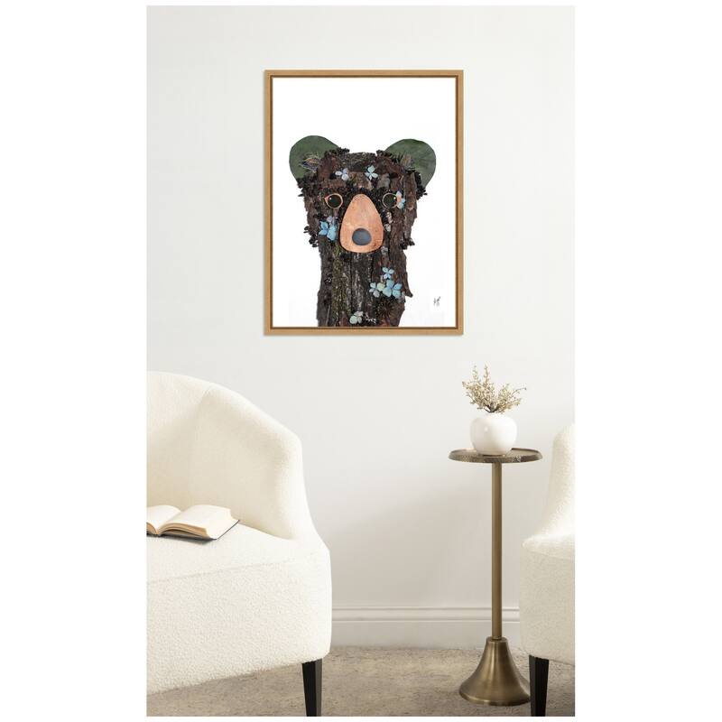 Kate and Laurel Black Bear by Madeline Jeppesen Framed Canvas Wall Art Print