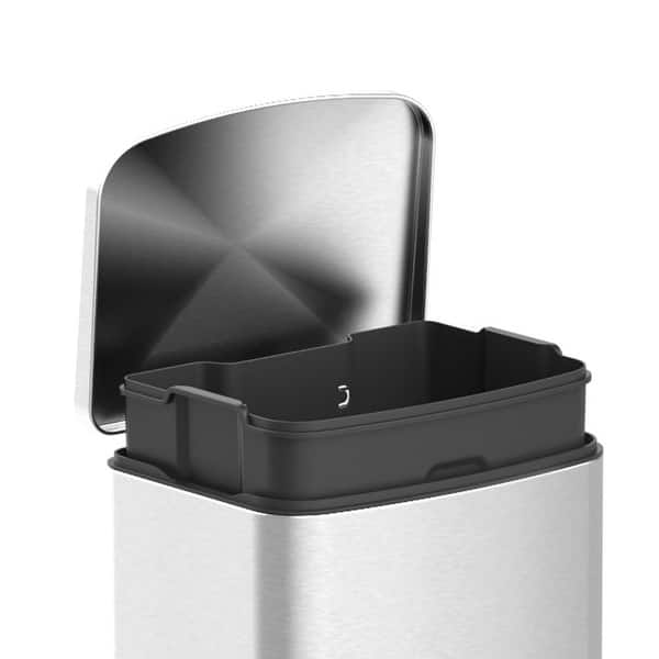 3.2 Gal./12-Liter Fingerprint Free Brushed Stainless Steel Semi-Round  Step-On Trash Can