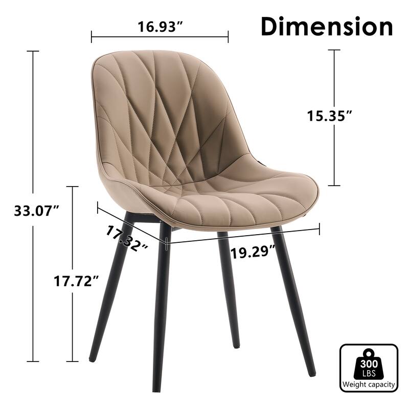 Modern Dining Chairs Set of 2 with Curved Backrest