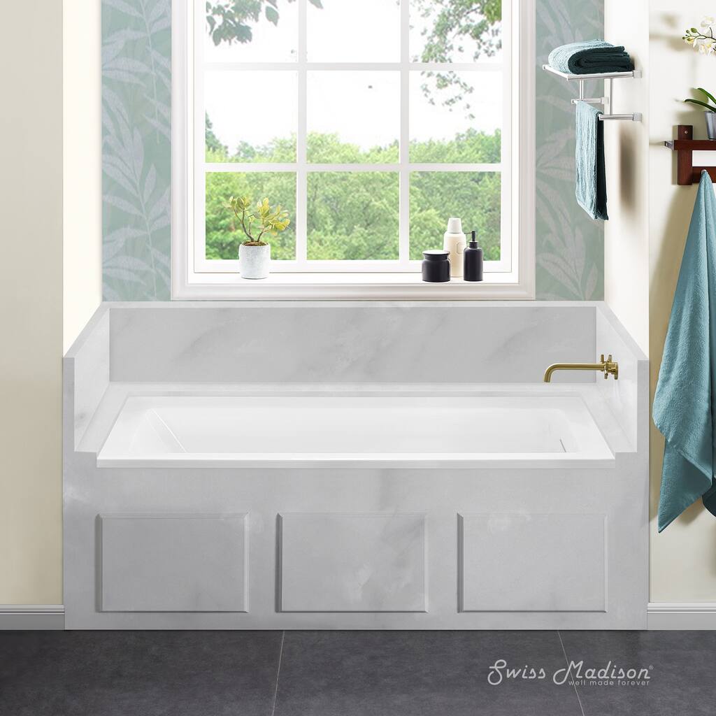 Voltaire 60 X 30 Right Drain Soaking Alcove Bathtub In Glossy White With Integrated Overflow, Drain Included