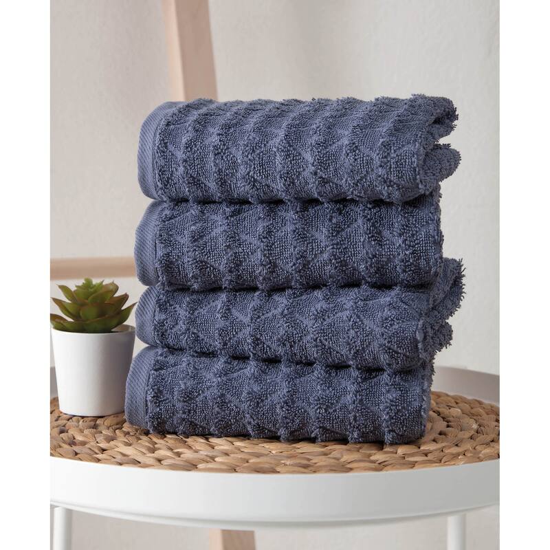 Ozan Premium Home Azure Collection 100% Turkish Cotton 4-Pc. Hand Towels - Evening Blue