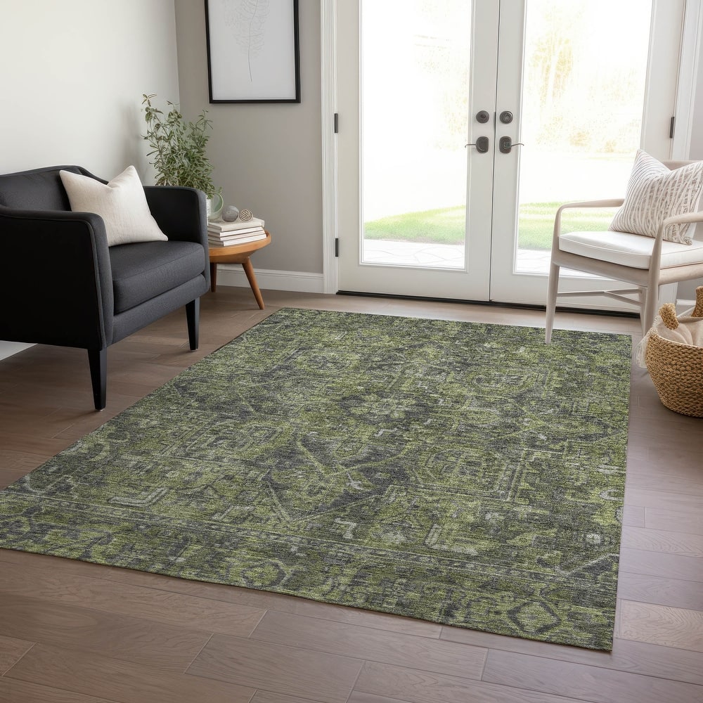 Machine Washable Indoor/ Outdoor Traditional Persian Chantille Rug