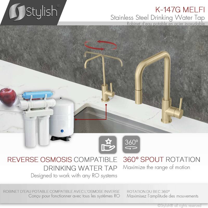 Single Handle Pull Down Kitchen Faucet with Water Tap in Gold K148GK147G