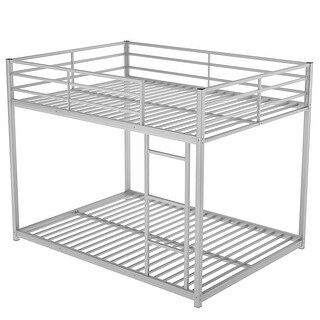 Full over Full Metal Bunk Bed with Build-In Ladder,Modern Simple Design