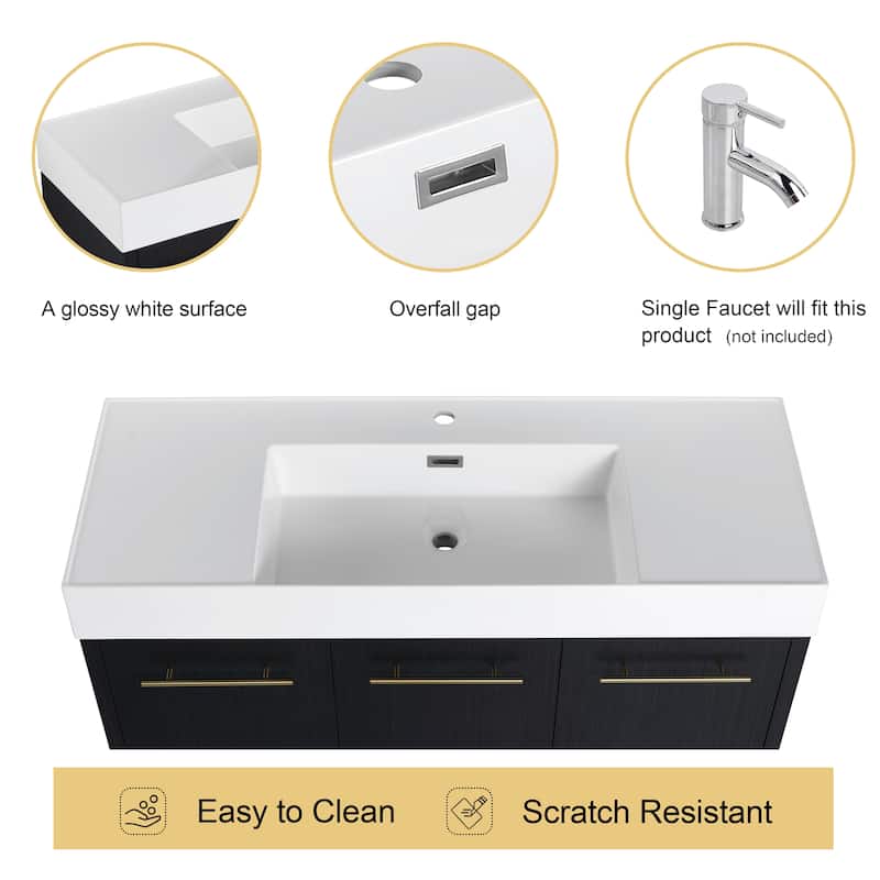 Malwee 24"/30"/36"/48" Bathroom Vanity with Sink, FreeStanding Vanity with Soft Close Doors and adjustable shelf