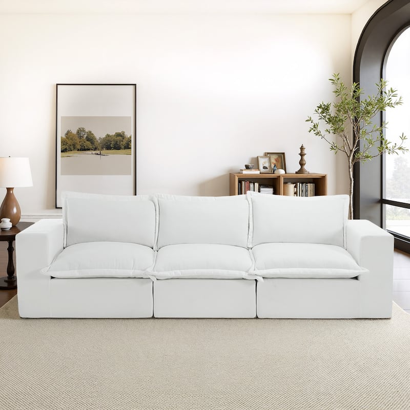 Comfy Cloud Couch Plush Modular Sectional Sofa For Living Room - Beige/3 piece - Symmetrical