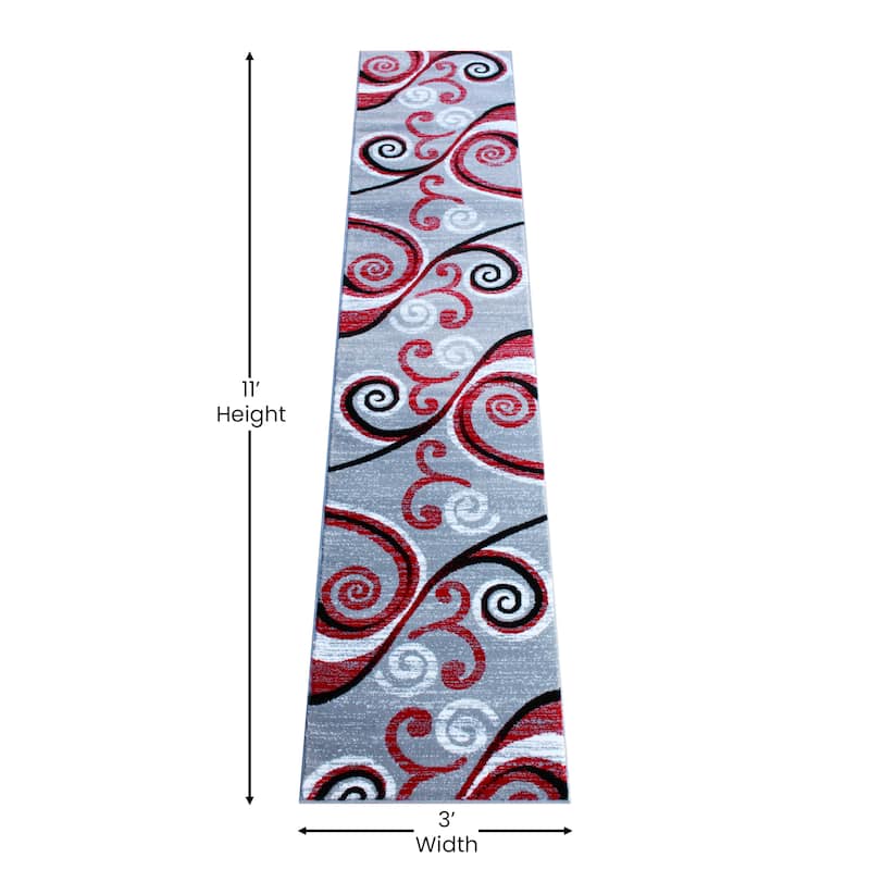 Modern Distressed Swirl Abstract Style Indoor Area Rug