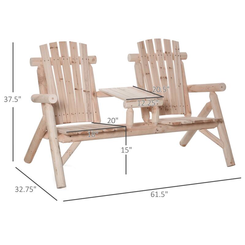 Outsunny Wood Adirondack Patio Bench Chair