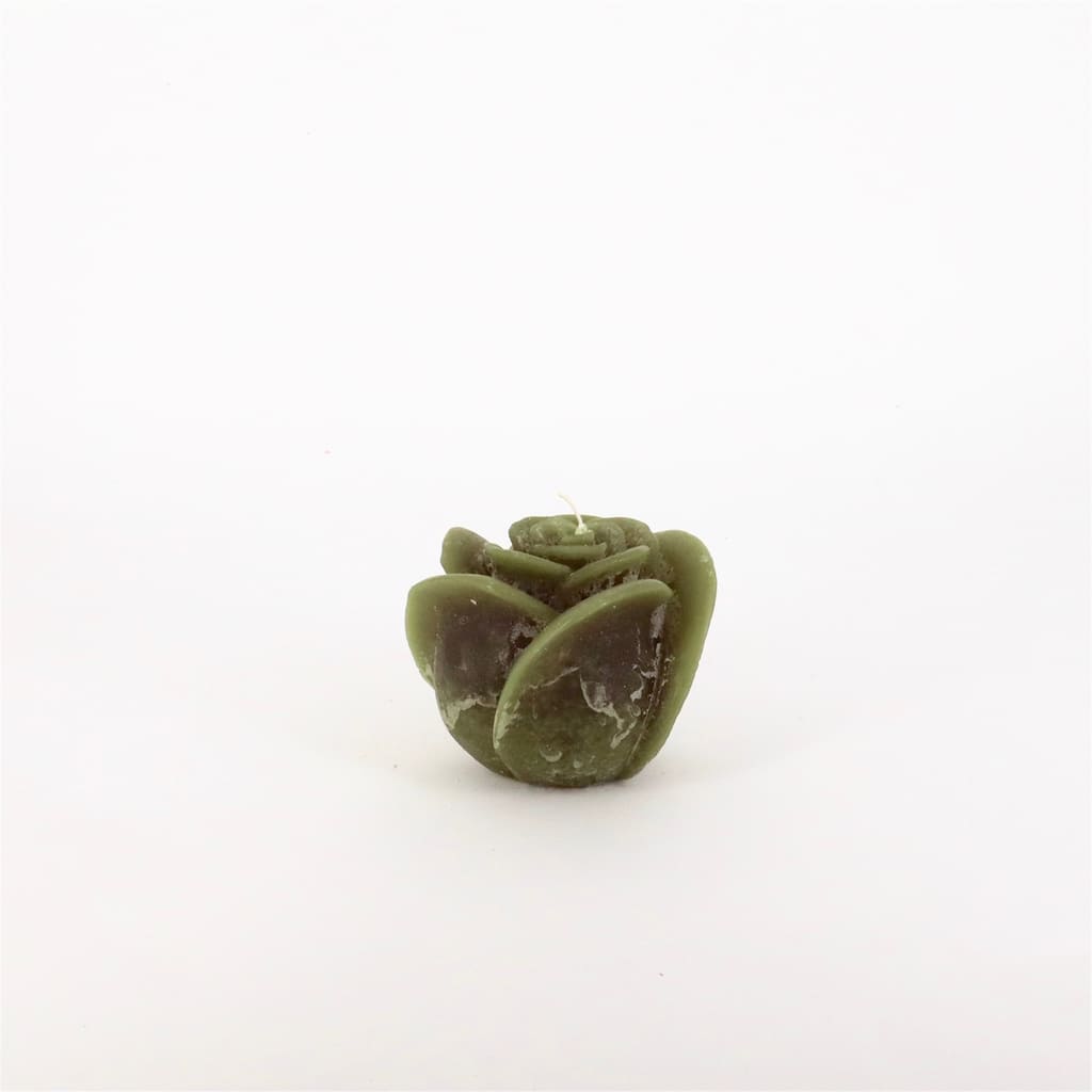 Medium 1-Wick Rose Candle 4.75"Dia x 4" Dark Green - Dark Green
