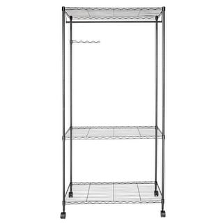 3-tier Closet Organizer Metal Garment Rack Portable Clothes Hanger Home 