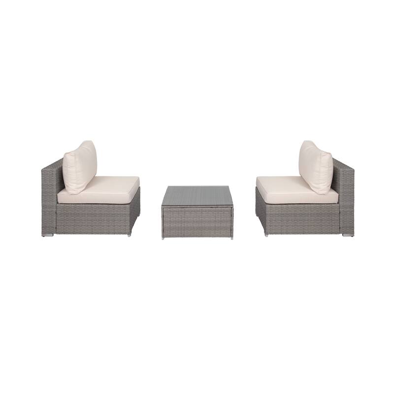 Luxton 64" Wide Outdoor Cushioned Chairs with Coffee Table - Grey/Ivory