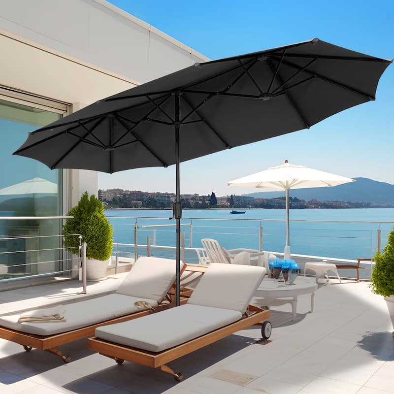 Autlaycil 13 FT Patio Umbrella with Sun Protection & Easy Crank - Black-2