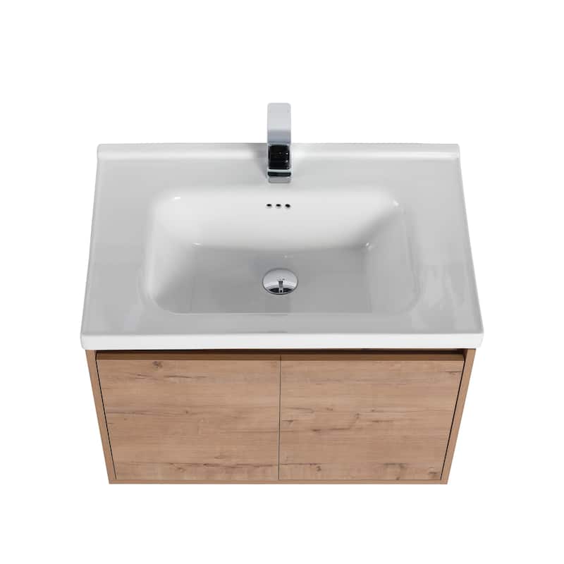 Blossom 28" Wall Mounted Floating Bathroom Vanity with Ceramic Sink