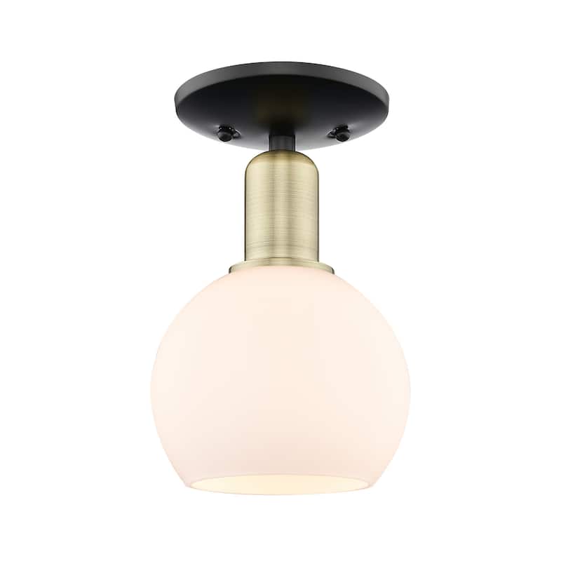 Innovations Lighting 716-1C-10-6 Athens Semi-Flush Athens 6" Wide - Black Antique Brass / Matte White