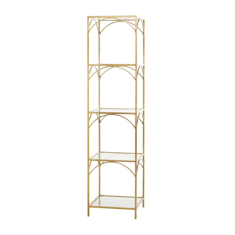 Metal 5 Shelf Shelving Unit - Gold - Roche River Decor - 14"Wx14"Lx56"H