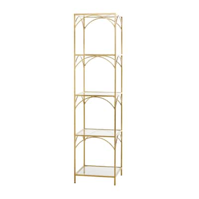 Metal 5 Shelf Shelving Unit - Gold - Roche River Decor - 14"Wx14"Lx56"H
