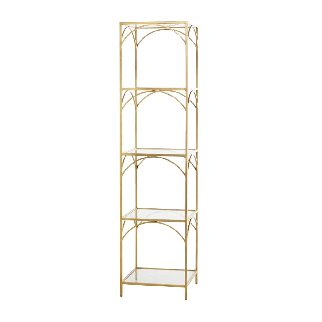 Metal 5 Shelf Shelving Unit - Gold - Roche River Decor - 14"Wx14"Lx56"H