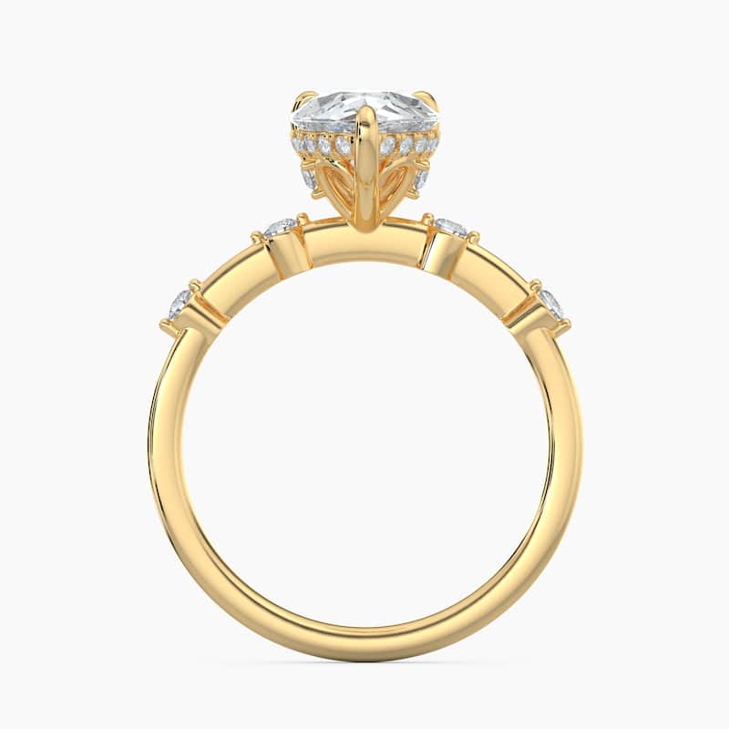 Auriya 14k Gold Petite Diamond Station Pear Lab Grown Hidden Halo Engagement Ring 1.00 to 5.00 ct. tw.(F-G, VS)