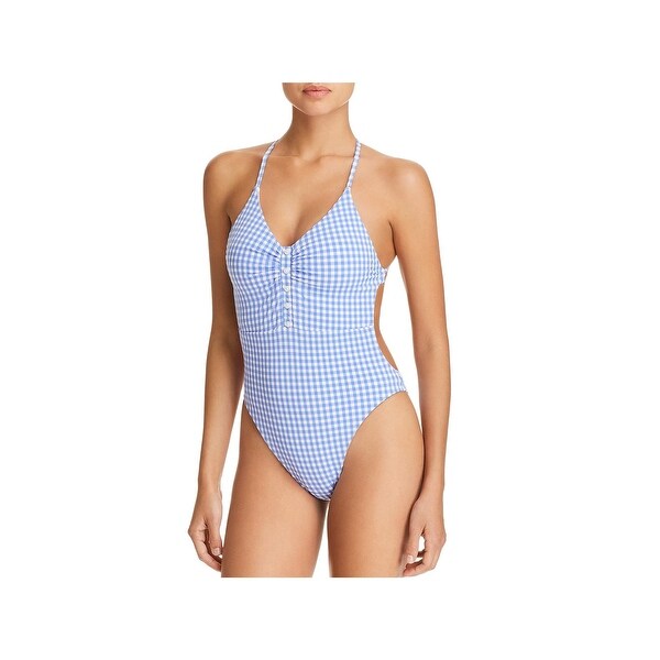 Shop Nanette Lepore Womens Gingham Open Back One-Piece ...