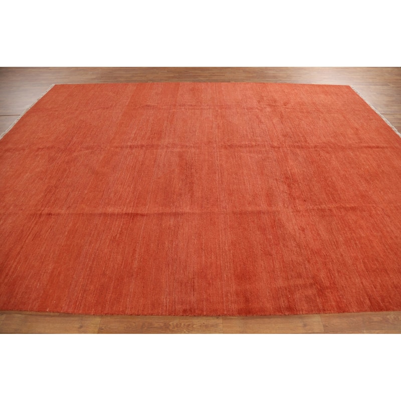 Orange Gabbeh Modern Area Rug Hand-Knotted Wool Carpet - 9'0"x 11'7"